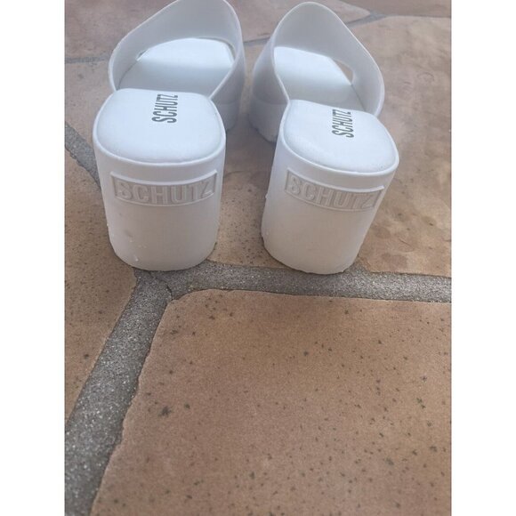 SCHUTZ Women's Mizzy Block-Heel  Mule Sandal Size 36 White - Picture 9 of 9